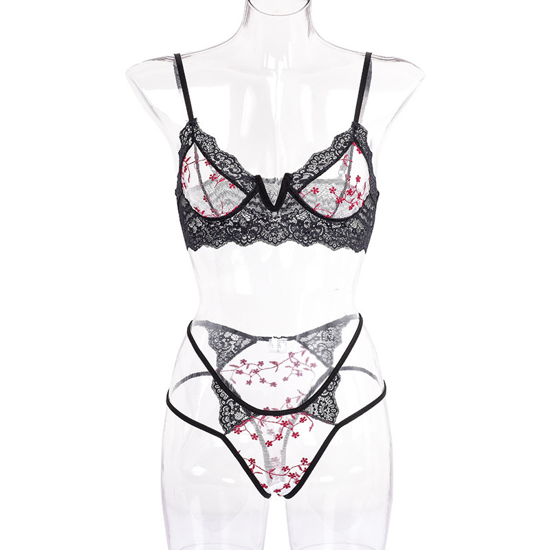 Lace Bralette Set - 여성 란제리 세트 울트라 얇은 레이스