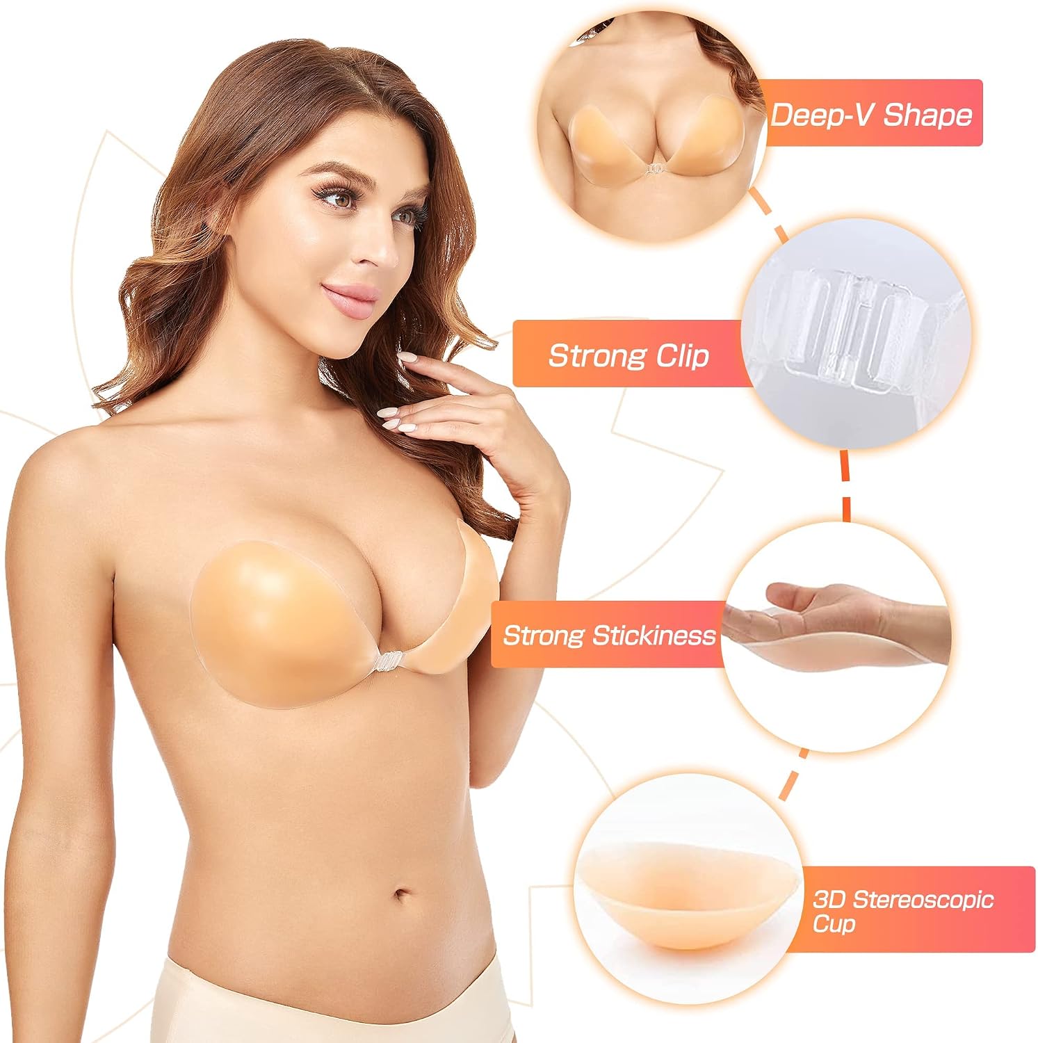 푸쉬업 무선 솔리드 실리콘 브라 재사용 가능 스티키 접 - Backless Bra Sticky 리뷰 및 가격